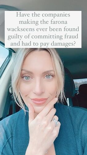 toxin free tiffany shared a post on Instagram: "Have the companies making the farona wackseens ever been found guilty of committing fraud and had to pay damages? Little bit. And if you trust them 🎶 that makes you craaaazyyyy 🎶 (This list is just four...